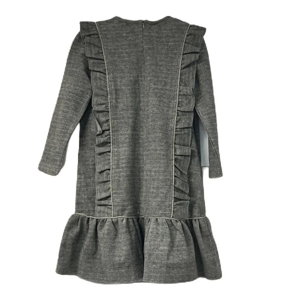 NWT Lilou Gray Girls Ruffle Long Sleeve Dress Size 7